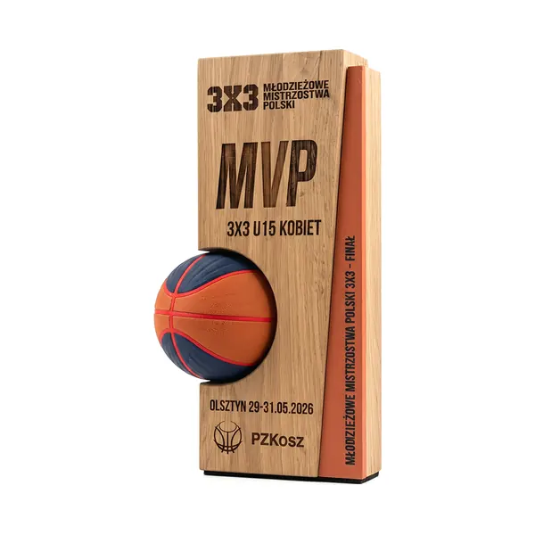 Statuetka 3D MVP — nagroda dla najlepszego zawodnika sezonu drukowana i wykańczana metalicznie na zamówienie